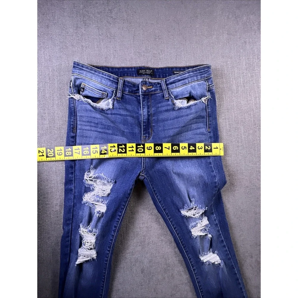 Judy Blue Jeans Women‎ 11 Blue Distressed Skinny Fit Boho City Preppy